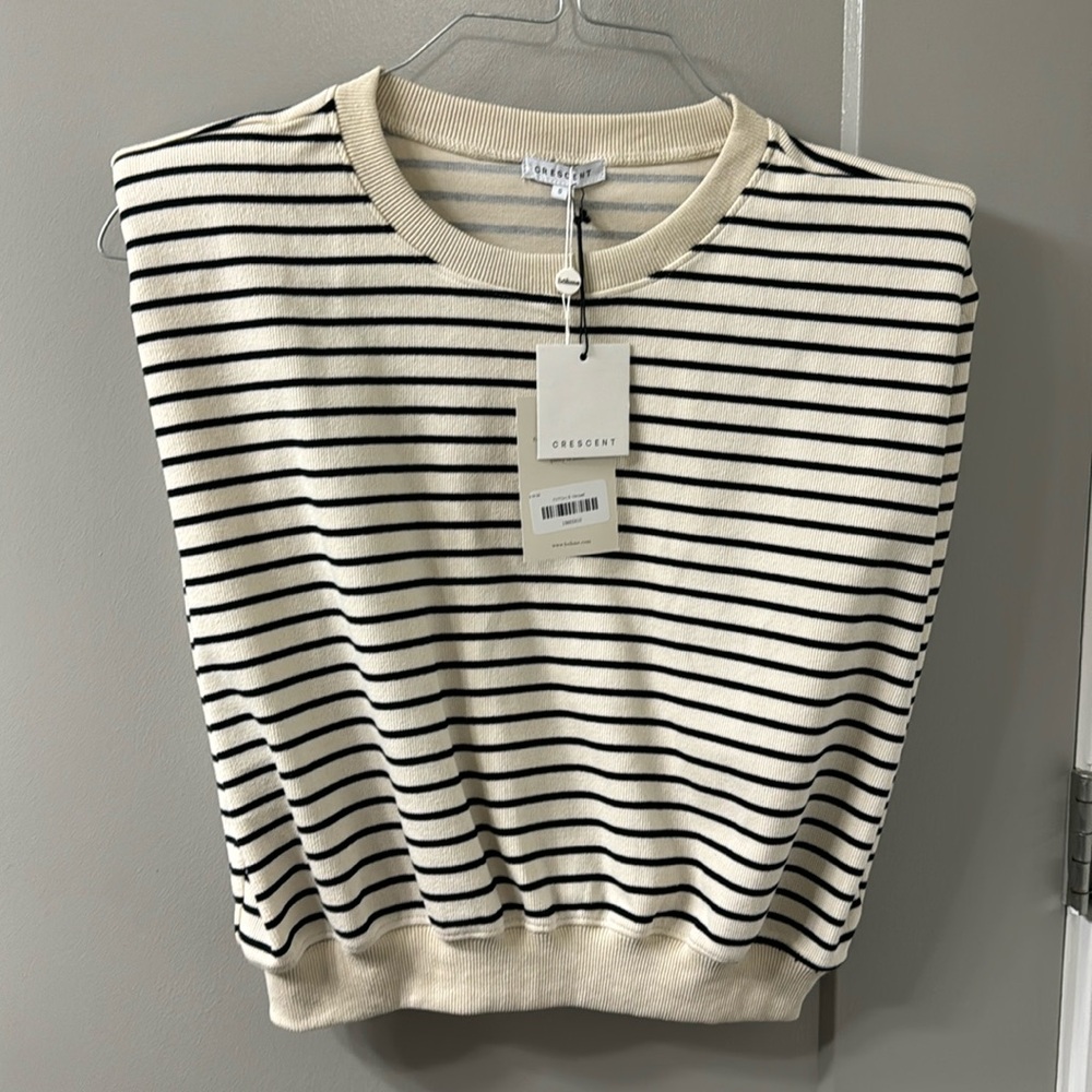 Cream and black strip top